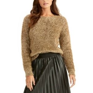 RACHEL ROY Womens Gold Long Sleeve Jewel Neck Top